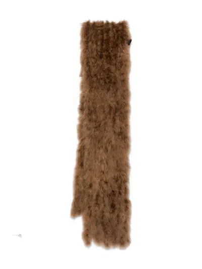 Yves Salomon Turkey-feather Scarf In Brown