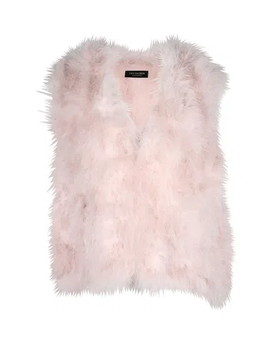 Yves Salomon Turkey Feathered Satin Vest In Pink Polyester