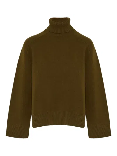 Yves Salomon Turtleneck Wide-cuff Sweater In Brown