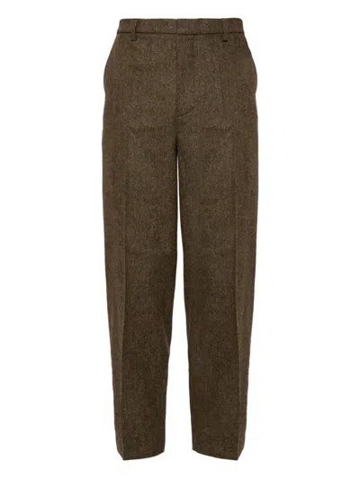 Yves Salomon Tweed Trousers In Brown