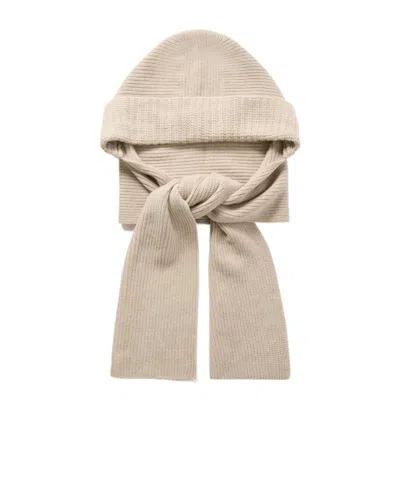 Yves Salomon Twisted Integrated Hat And Scarf In Brown