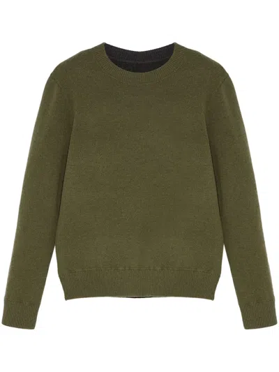 Yves Salomon Two-tone Reversible Knit Jumper In Green