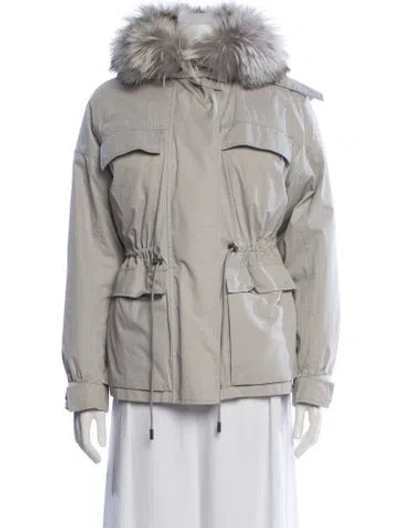 Pre-owned Yves Salomon Utility Jacket In Neutral