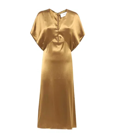 Yves Salomon V-neck Dress In Brown