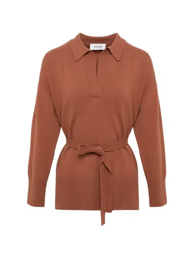 Yves Salomon V-neck Knitted Top In Brown