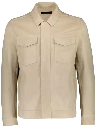Yves Salomon Velour Leather Jacket In Brown
