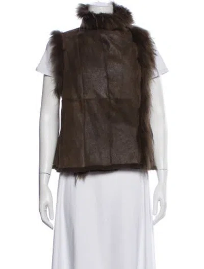 Pre-owned Yves Salomon Vest In Brown