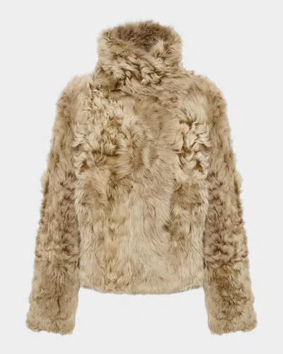 Yves Salomon Veste Reversible Leather & Shearling Jacket In Chai Latte