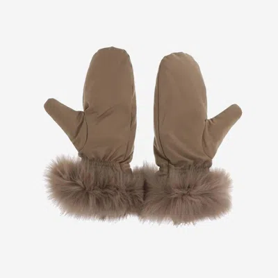 Yves Salomon Virgin Wool & Fox Fur Gloves In Beige