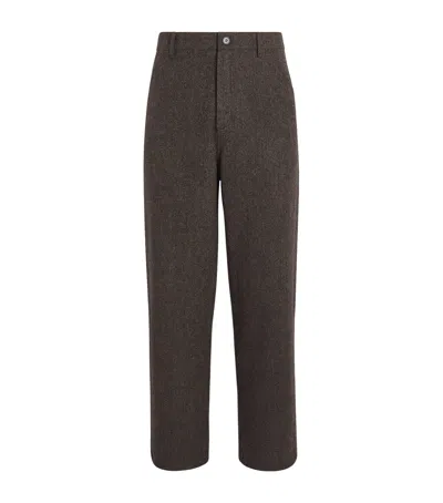 Yves Salomon Virgin Wool-cashmere Trousers In Brown