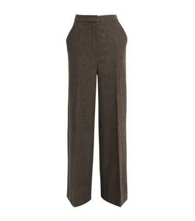 Yves Salomon Virgin Wool-cashmere Trousers In Brown