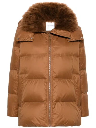 Yves Salomon Water-repellent Puffer Jacket In Brown