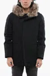 Yves Salomon Waterproof Padded Jacket With Detachable Real Fur Trim In Black
