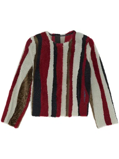 Yves Salomon Wave-pattern Jacket In White