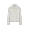 Yves Salomon Meringue White Lamb Fur Jacket With Pointed Collar In White