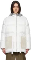 Yves Salomon White Quilted Down Jacket In B2799 Pure/silver