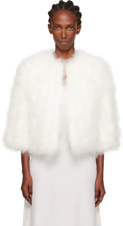 Yves Salomon White Short Feather Jacket