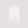 Yves Salomon Lambskin And Fur Vest With Ribbed Collar And Button Closure In White