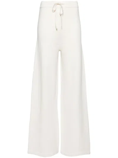 Yves Salomon Wide-leg Knitted Trousers In White