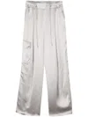 Yves Salomon Wide-leg Satin Trousers In Grey