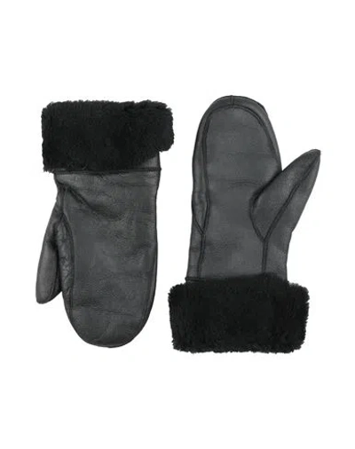 Yves Salomon Woman Gloves Black Size Onesize Lambskin, Shearling In Black