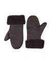 Yves Salomon Short Lambskin Mittens In Brown