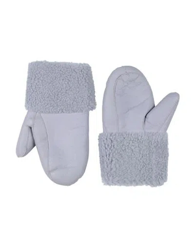 Yves Salomon Woman Gloves Light Blue Size Onesize Lambskin, Shearling