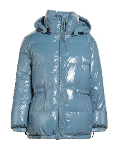 Yves Salomon Woman Puffer Light Blue Size 8 Polyamide