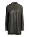 Yves Salomon Woman Shirt Military Green Size 6 Lambskin In Green