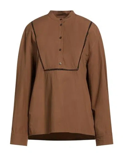Yves Salomon Woman Top Brown Size 6 Cotton