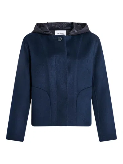 Yves Salomon Women's Hooded Mixed-media Wool-cashmere Jacket In Blue