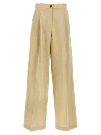 Yves Salomon Women Linen Trousers In Neutral