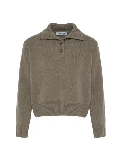 Yves Salomon Women's Wool-cashmere Stand-collar Sweater In Brown