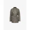 Yves Salomon Belted Leather Jacket In Carbone
