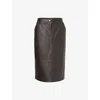 Yves Salomon Leather Midi Skirt In Cacao