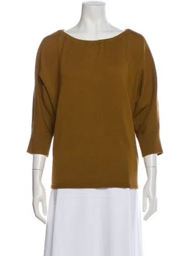 Pre-owned Yves Salomon Wool Bateau Neckline Sweater In Brown