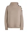 Yves Salomon Wool-cashmere Buttoned Sweater In Brown