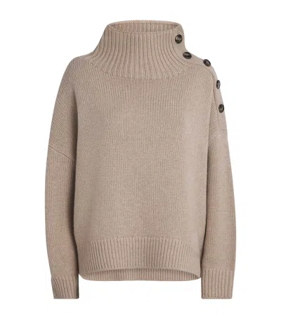 Yves Salomon Wool-cashmere Buttoned Sweater In Brown