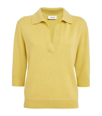Yves Salomon Wool-cashmere Collared Sweater In Yellow