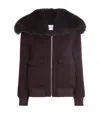 Yves Salomon Wool-cashmere Fur-trim Jacket In Brown
