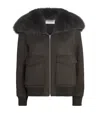Yves Salomon Wool-cashmere Fur-trim Jacket In Brown