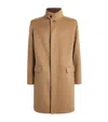 Yves Salomon Wool-cashmere Mink-collar Overcoat In Brown