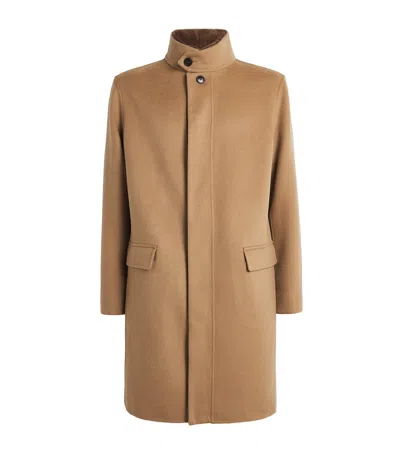 Yves Salomon Wool-cashmere Mink-collar Overcoat In Brown