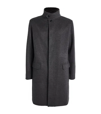Yves Salomon Wool-cashmere Mink-collar Overcoat In Gray