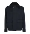Yves Salomon Jacket In Double-sided Wool-cashmere Fabric With Mink Collar In Blue