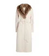 Yves Salomon Wool-cashmere Sable-trim Coat In Beige