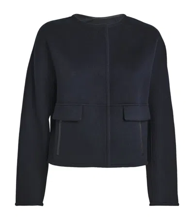 Yves Salomon Wool-cashmere Structured Jacket In Blue
