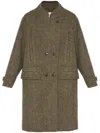 Yves Salomon Wool Coat In B3067 Camel Mel/ Nero