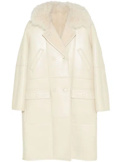 Yves Salomon Wool Coat In Neutrals
