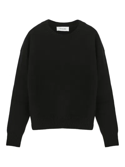 Yves Salomon Wool Crew-neck Swater In Black